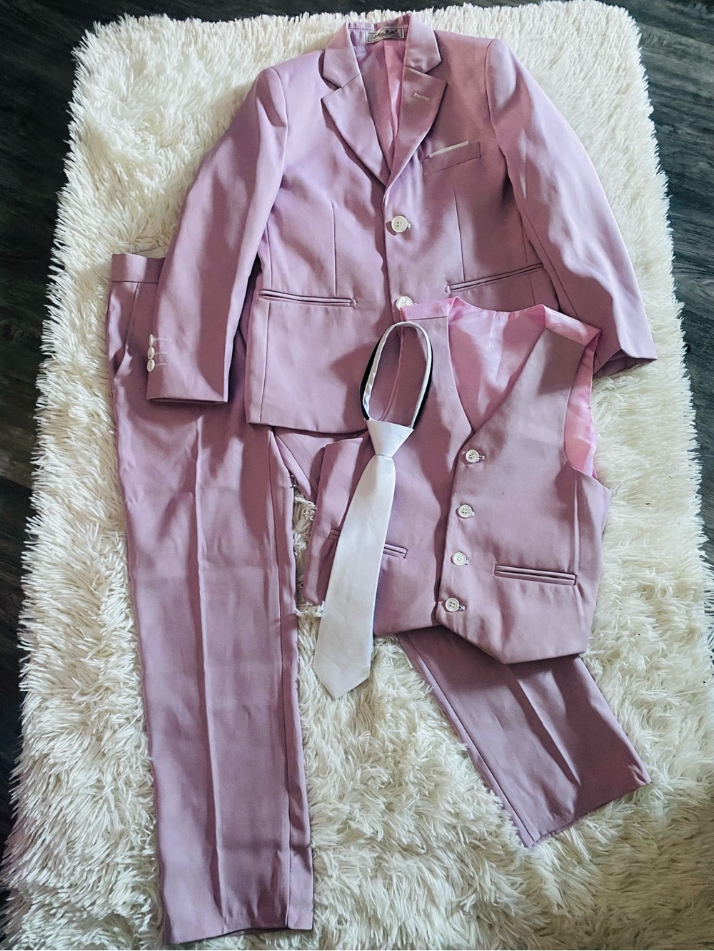 Boy's Pink Three-Piece Suit with Vest and Tie